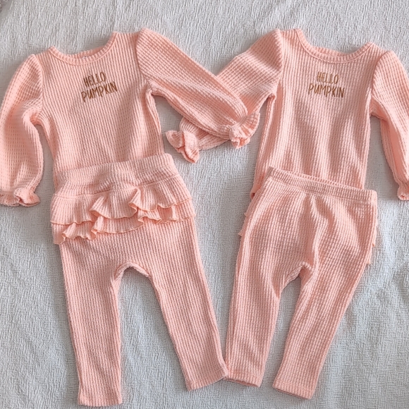 okie dokie Other - Twin Girl Bundle Two Sets Of Hello Pumpkin Fall Outfits, 6-9 Months